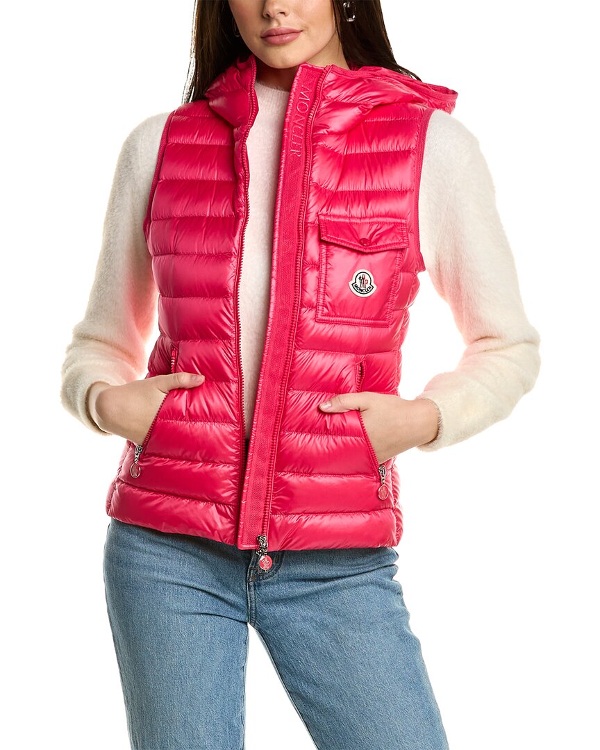 Moncler Glygos Zip-up Down Vest In Pink