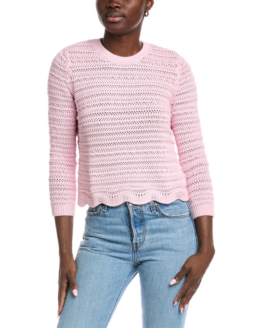 Autumn Cashmere Cotton By  Scallop Edge Sweater In Green