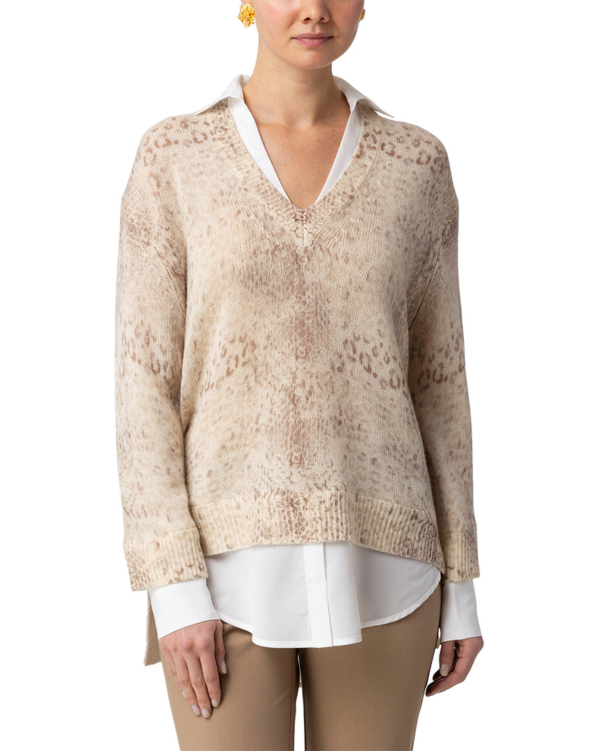Image of Brochu Walker Animal Printed Laye V-Neck Knitwear
