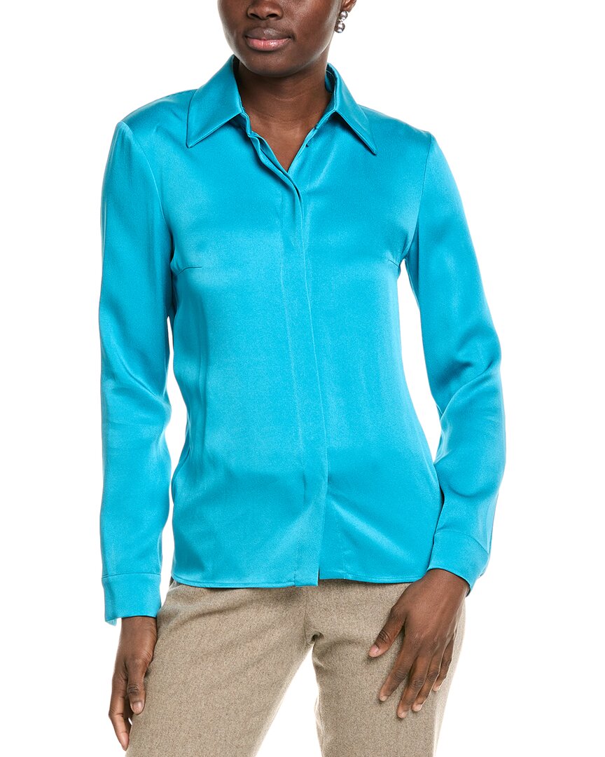 Michael Kors Collection Techno Charmeuse Hansen Shirt In Blue