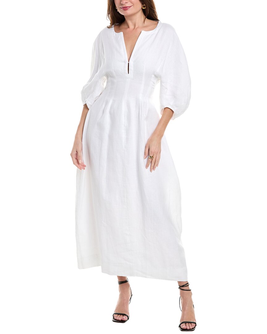 Shop Faithfull The Brand Soleil Linen Maxi Dress In White