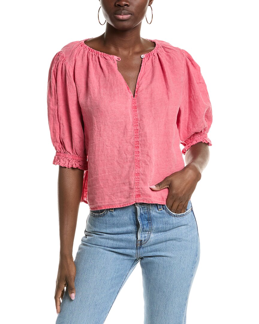 Velvet By Graham & Spencer Celine Linen Top In Pink