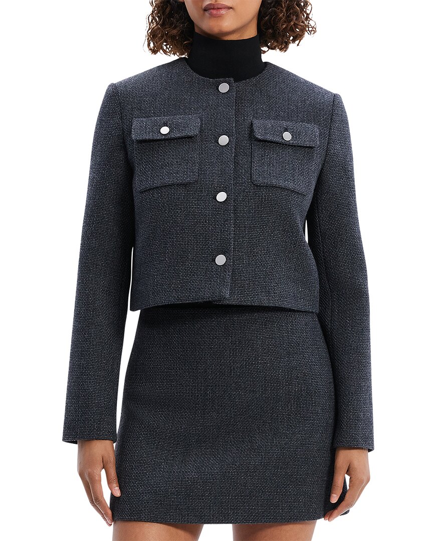 Theory Cardigan Jacket In Tweed