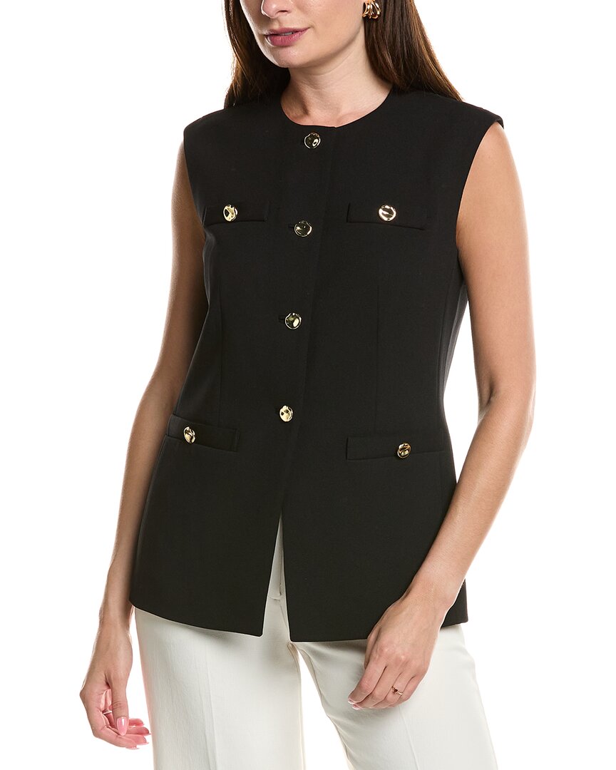 Anne Klein Longline Crepe Vest In Black