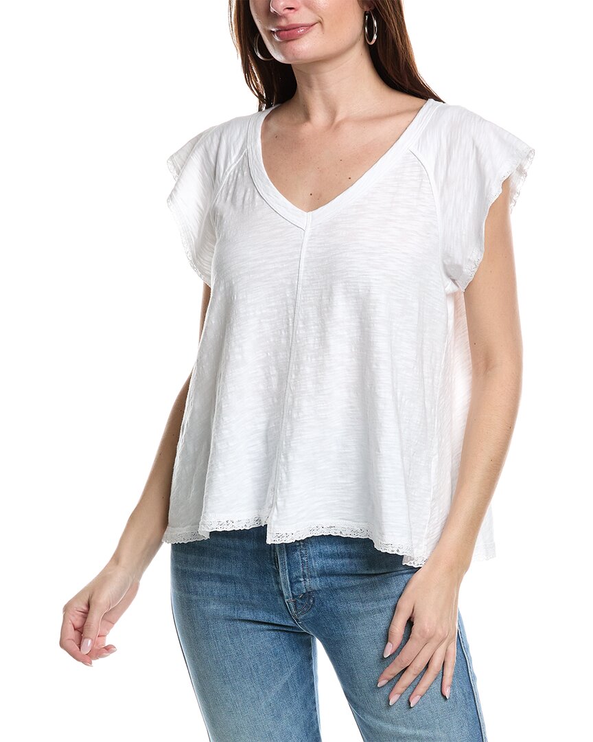 Shop Wilt Lace Edge Flutter Trapeze T-shirt In White