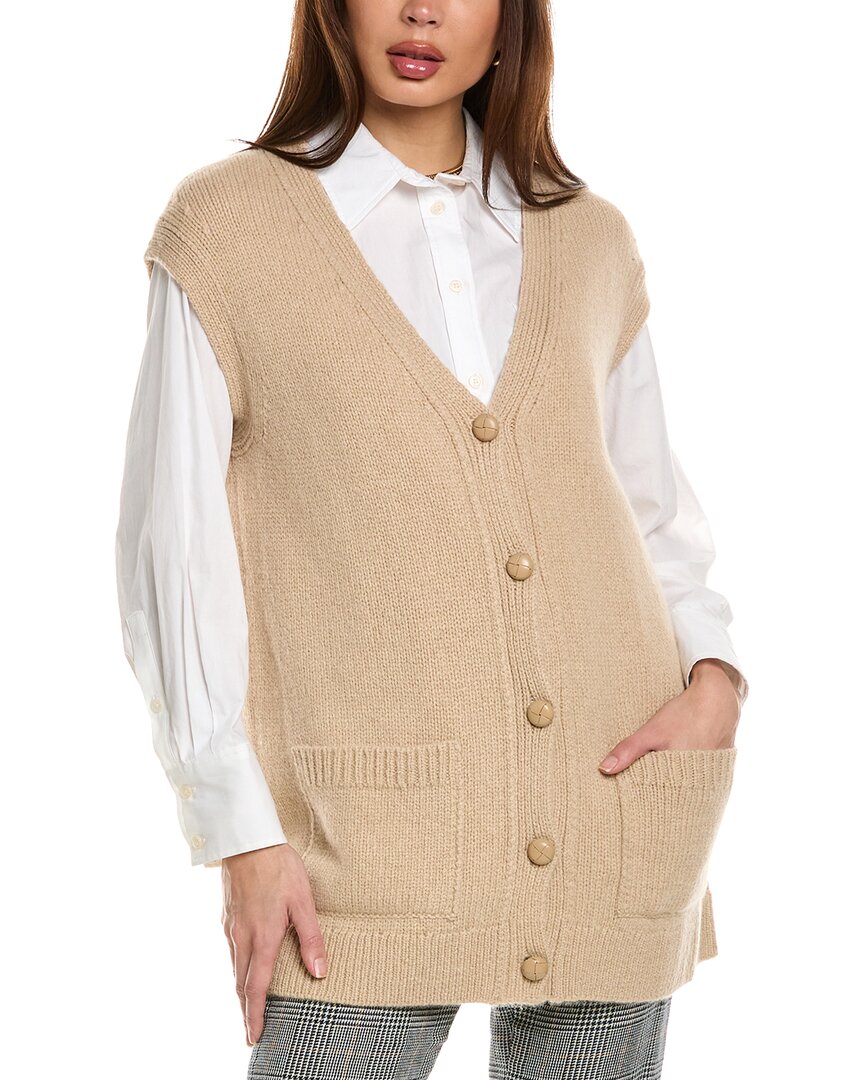 LAFAYETTE 148 LAFAYETTE 148 NEW YORK CAMEL HAIR BUTTON FRONT SWEATER VEST