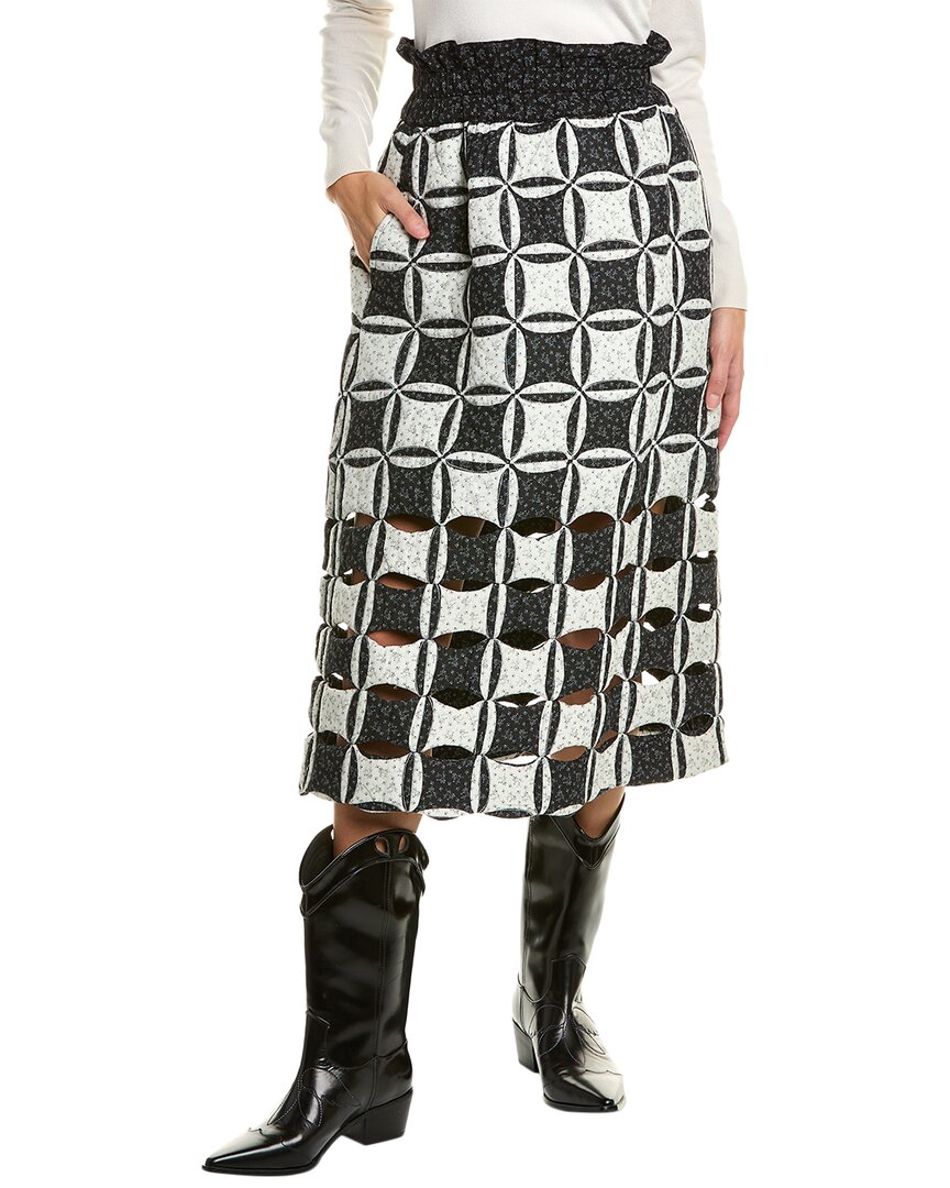 Shop Sea Ny Catalina Calico Cutout Midi Skirt In Black