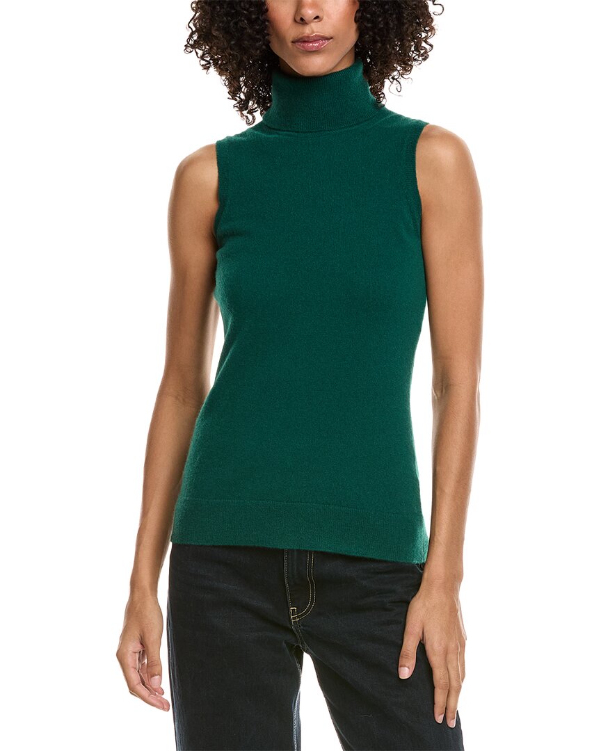 Incashmere Turtleneck Cashmere Tank Sweater In Green