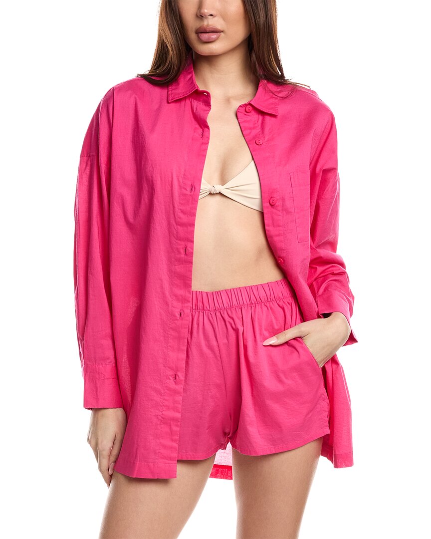 Beach Riot Tia Lightweight Cotton Short In Bright Fuchsia In Pink