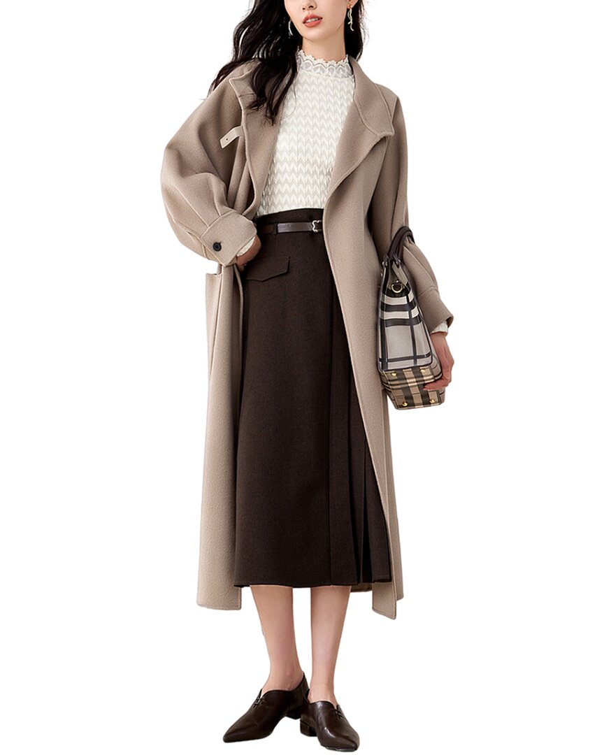 Ounixue Wool-blend Coat In Brown