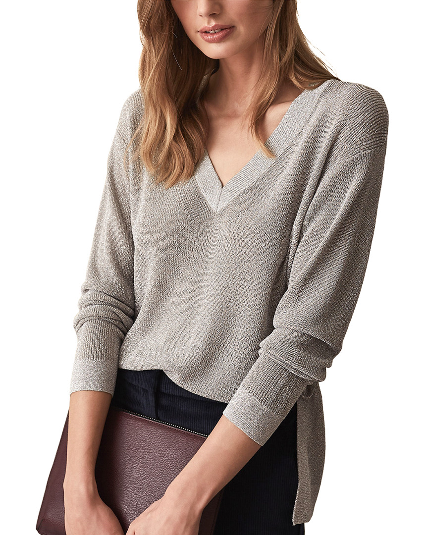 Reiss Leanna Metallic Sweater Women's Grey S | eBay