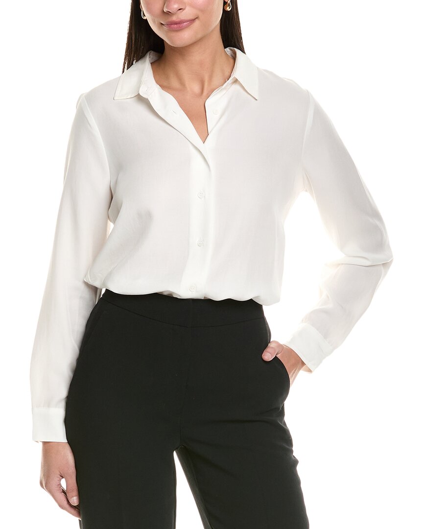 Elie Tahari Collared Button-down Shirt In White