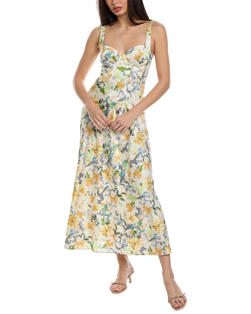 Astr The Label Satin Corset Maxi Dress In Yellow