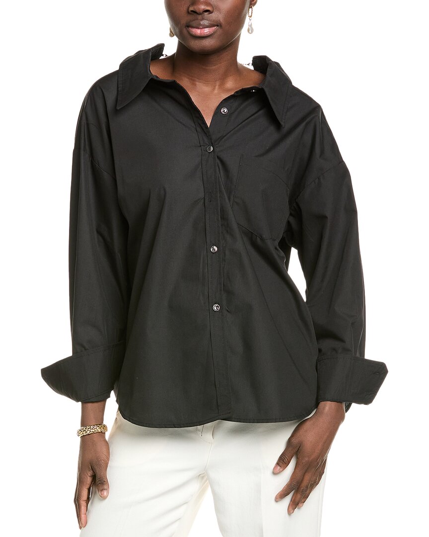 Gracia Big Bow Back Pearl Strand Top In Black