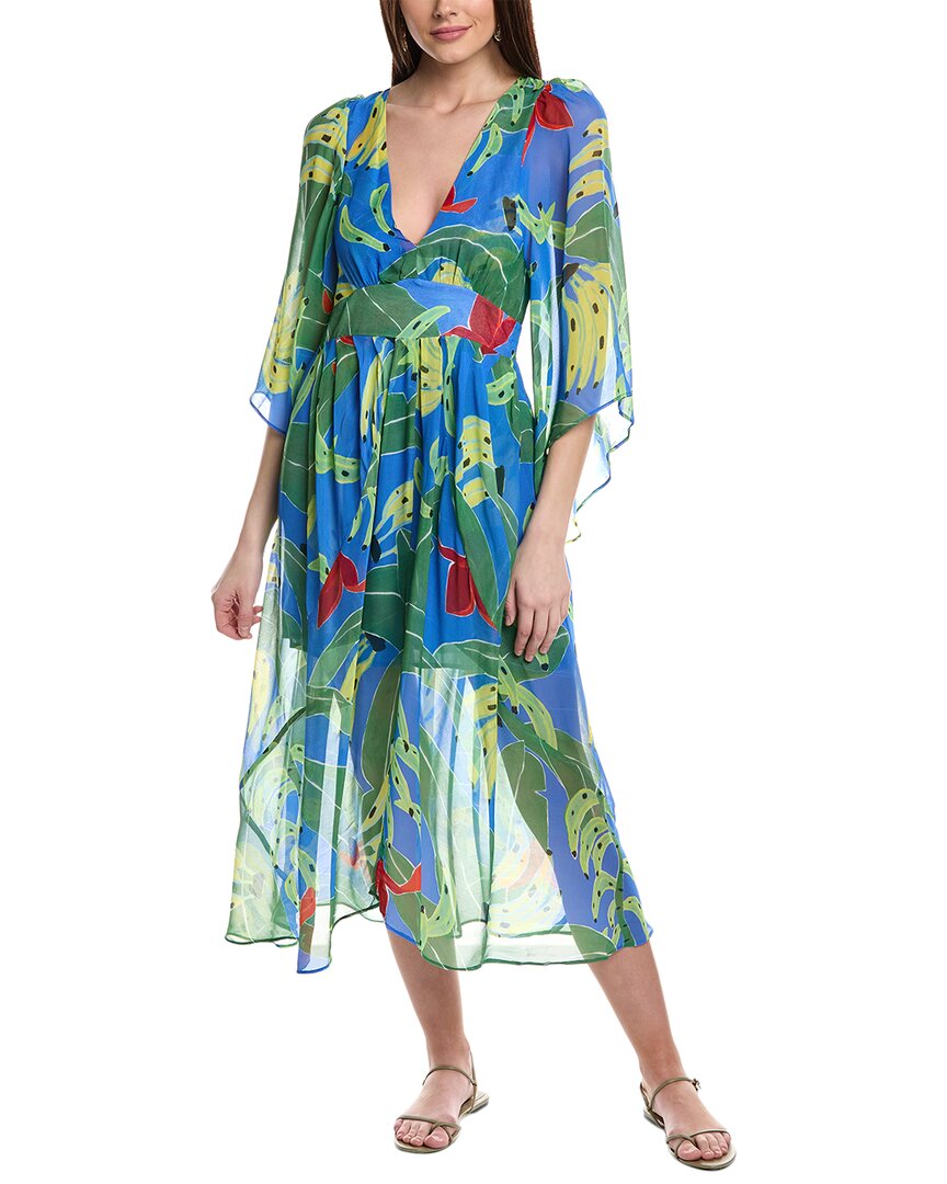 Farm Rio Banana Leaves Maxi Dress In Blue