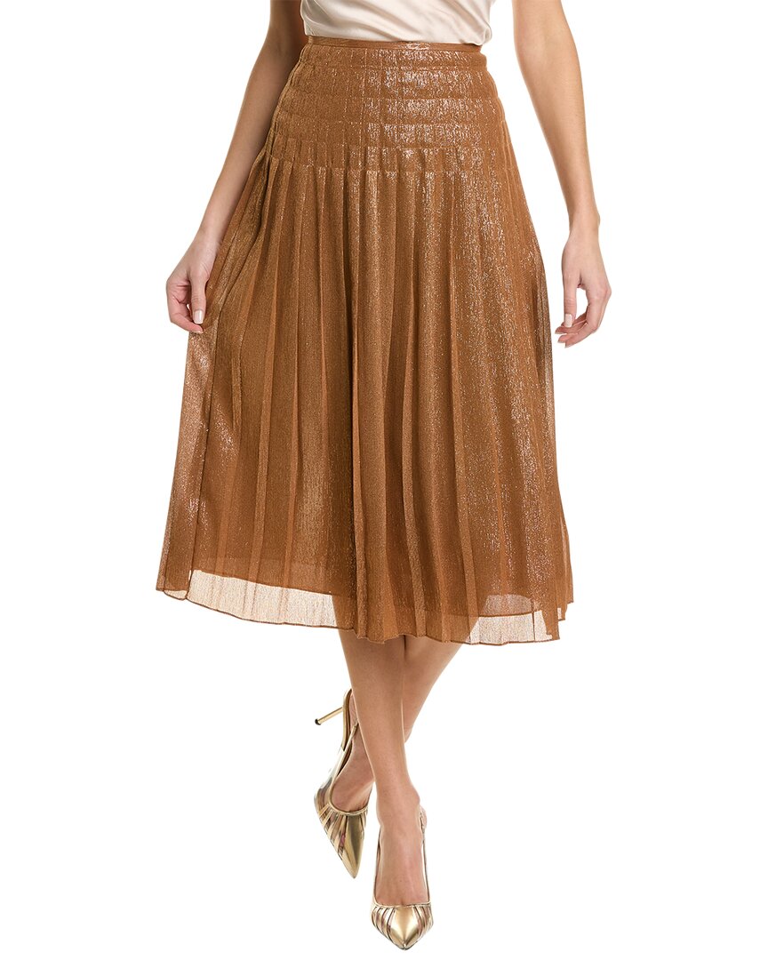 Lafayette 148 Kessler Pleated Skirt In Brown