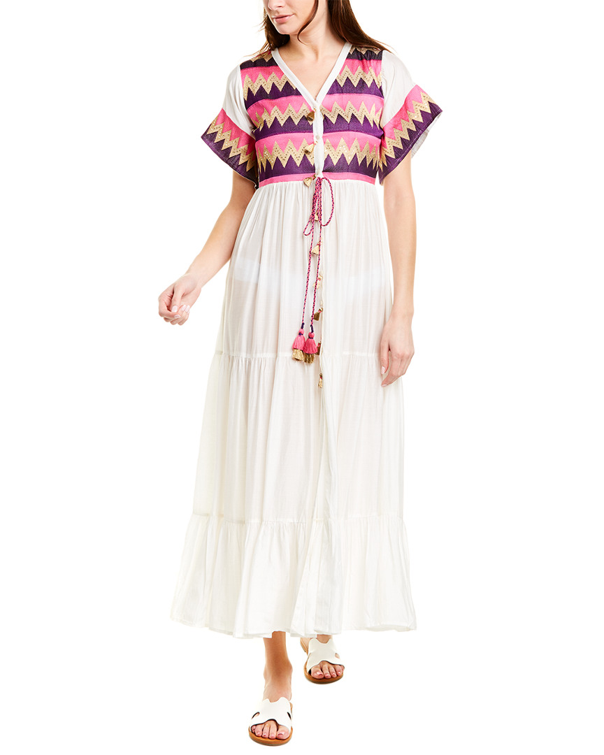 Image of TAJ by Sabrina Crippa Tiered Silk Maxi Dress