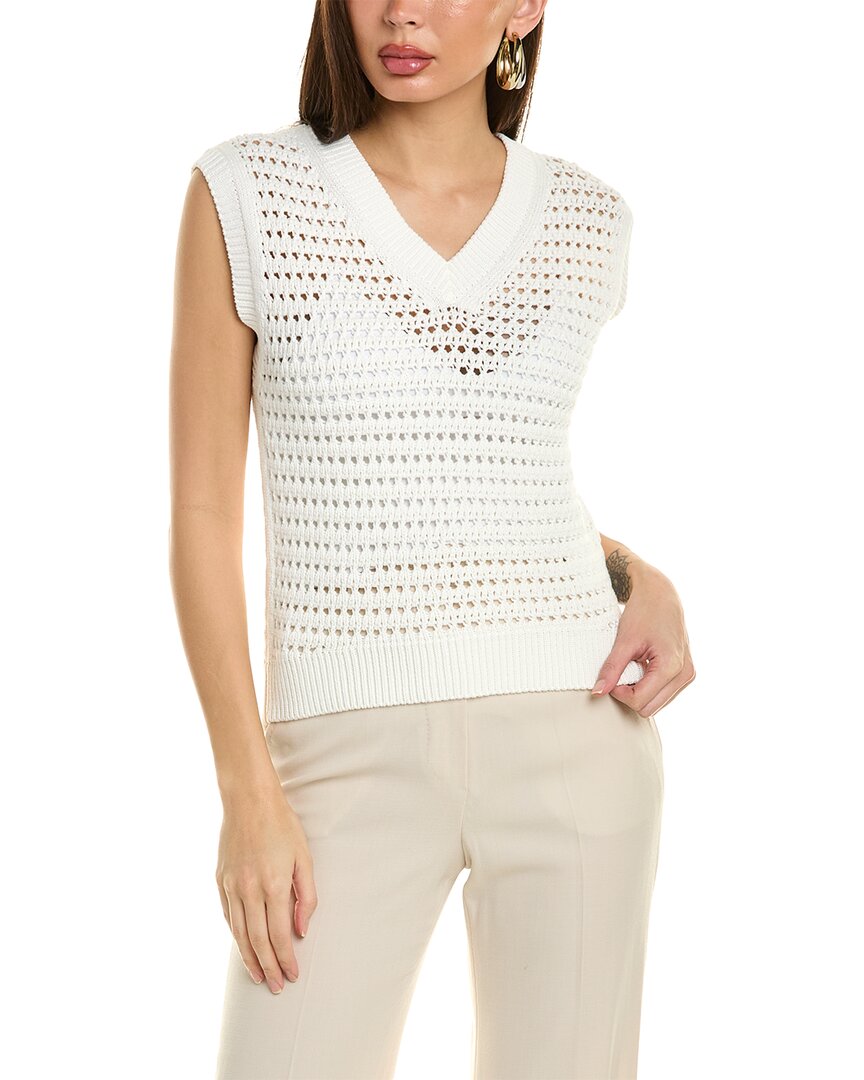 Max Mara Leisure Palco Open Stitch Sweater Vest In White