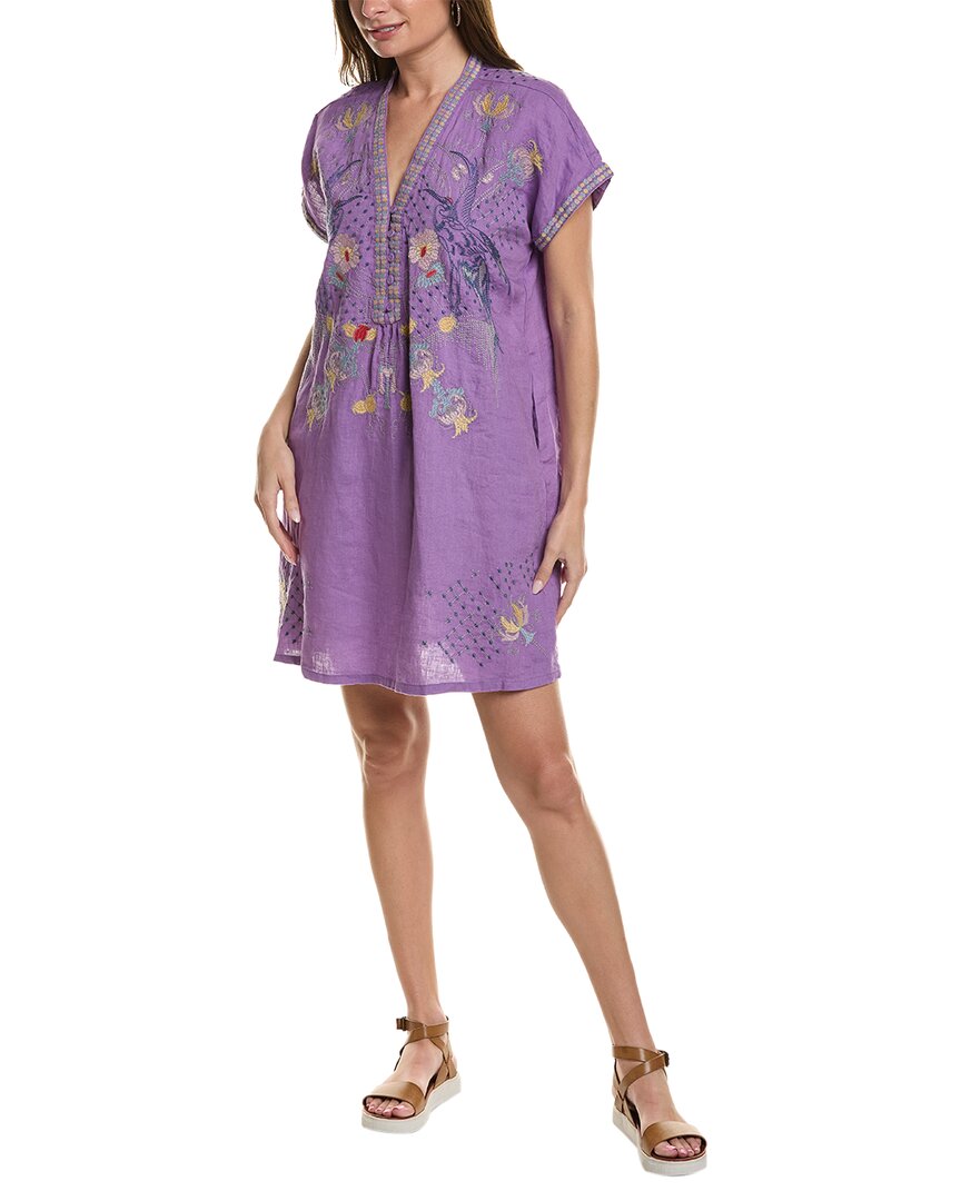 FAITHFULL THE BRAND Llian Linen Mini Wrap Dress in Purple