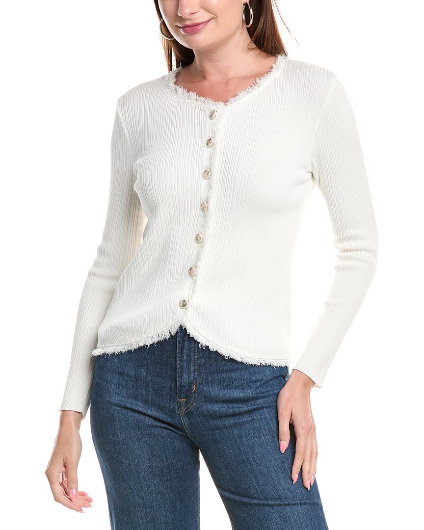 T Tahari Variegated Rib Curved Hem Sweater