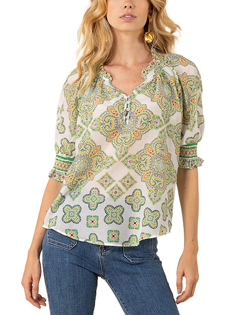 Hale Bob Silk-blend Eileen Blouse In Green