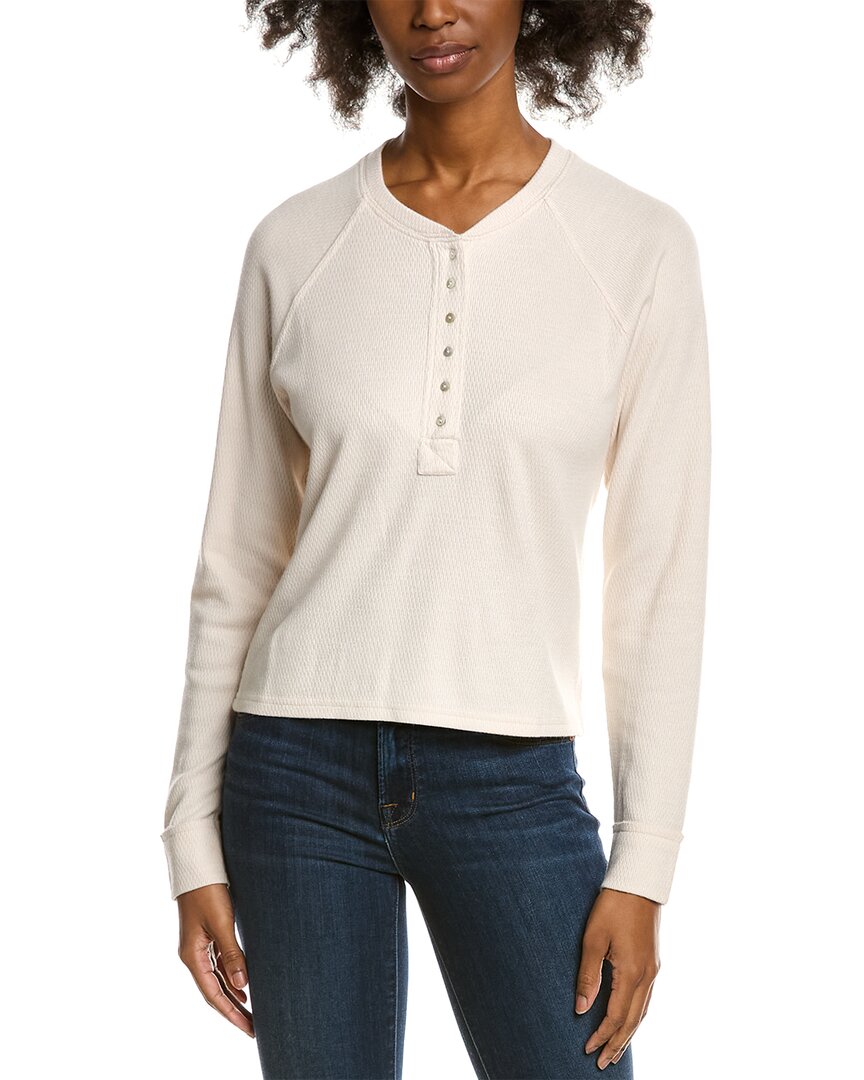 Three Dots Henley Top In White