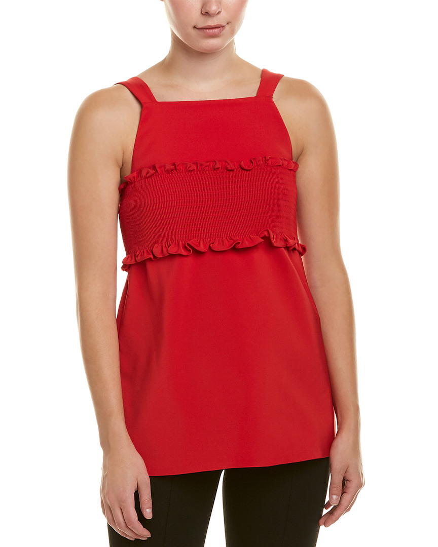 Image of tibi Faille Smocked Top