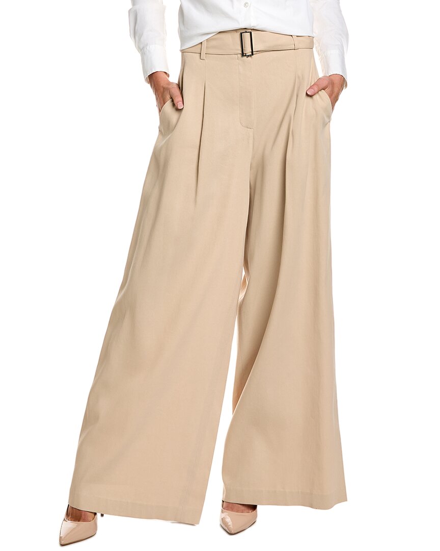 Lafayette 148 Organic Cotton Pleated Wide Leg Pant