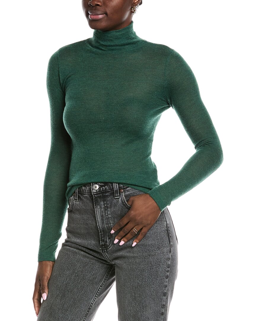 Autumn Cashmere Second Skin Sheer Mock Cashmere Sweater In Green