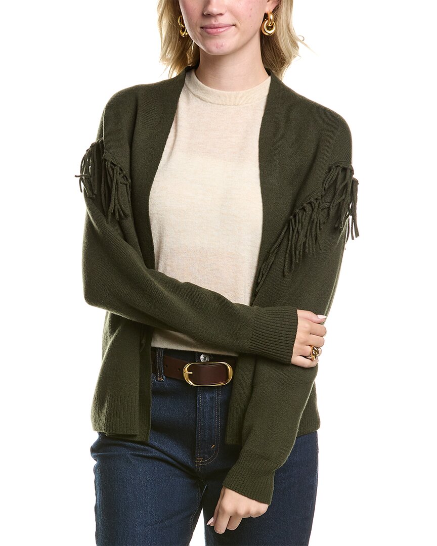 Meir Fringe Wool & Cashmere-blend Cardigan In Green