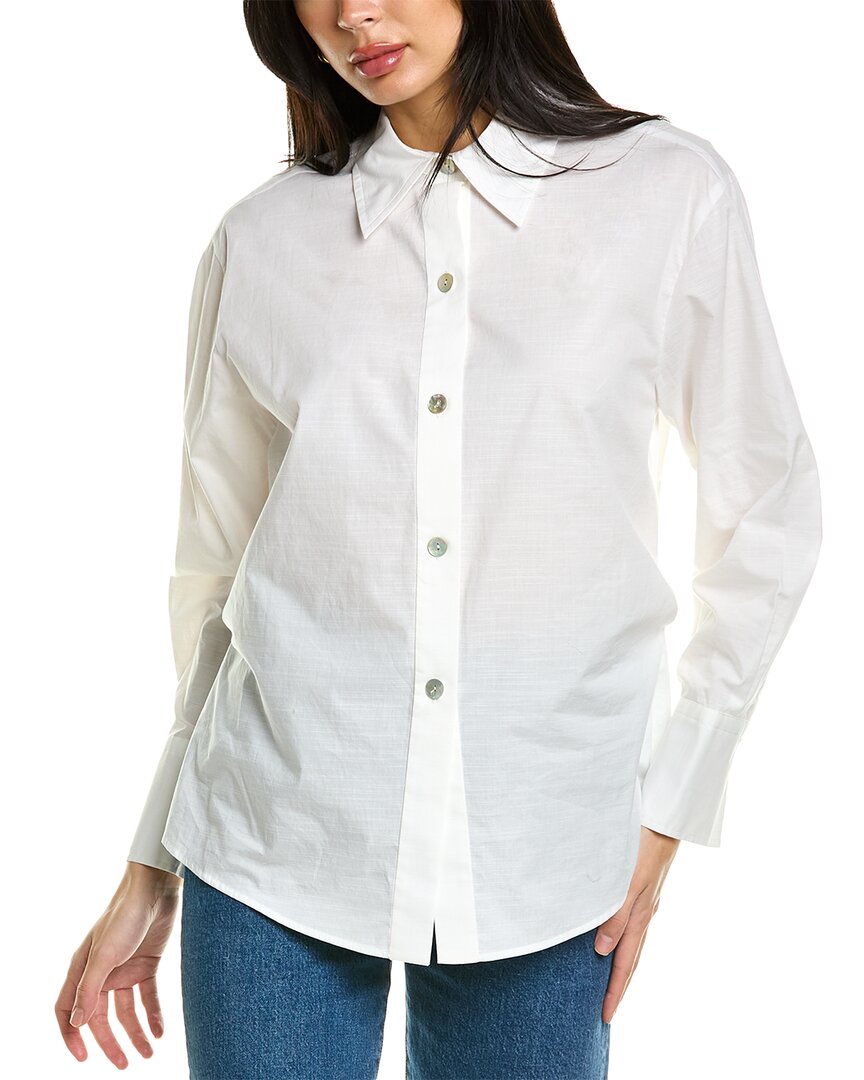 Vince Tie-back Cotton Button-front Shirt In White