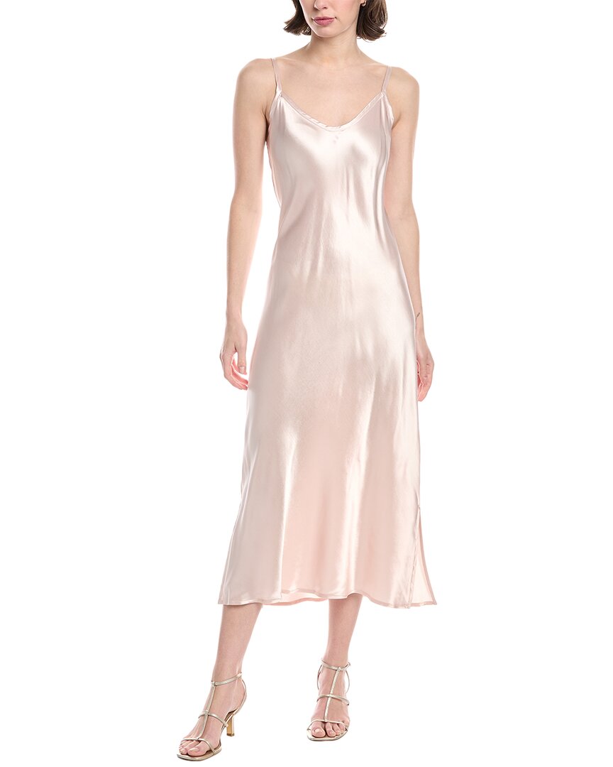 Enza Costa Solid Bias Cut Satin Maxi Dress In Beige