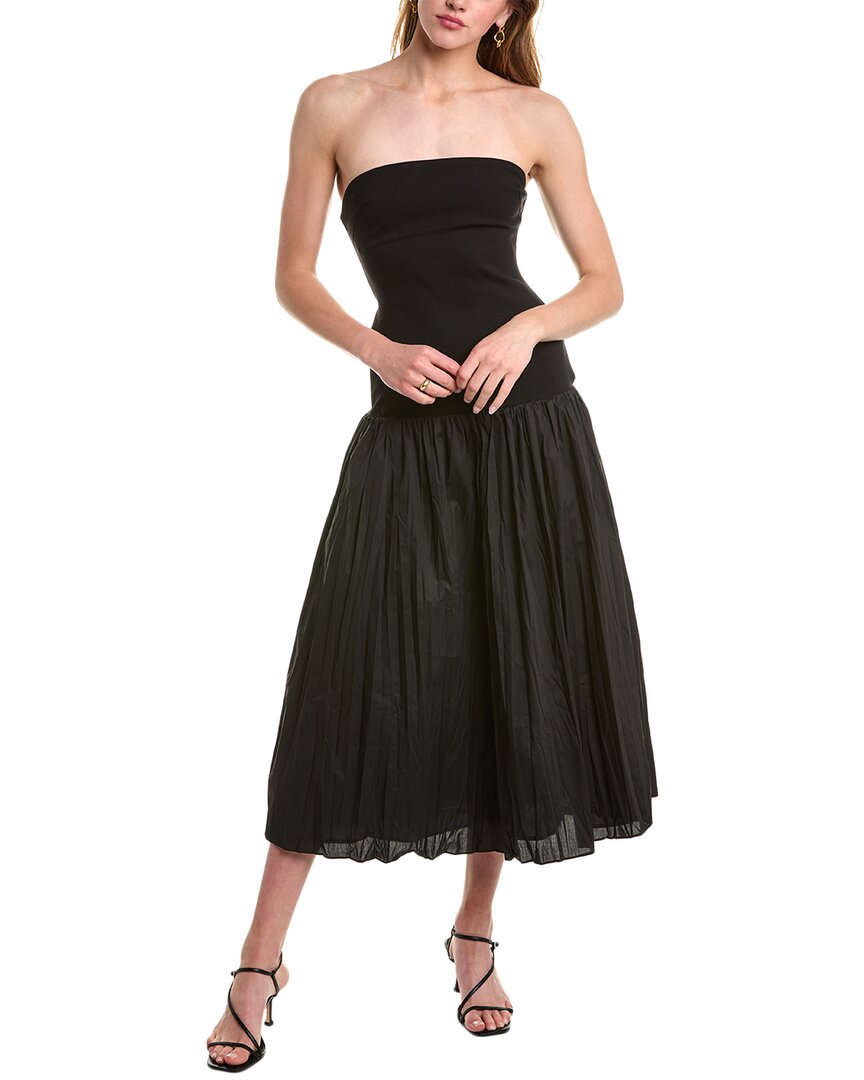 NICHOLAS NICHOLAS JAXON DROP WAIST BROOMSTICK PLEATED MIDI DRESS