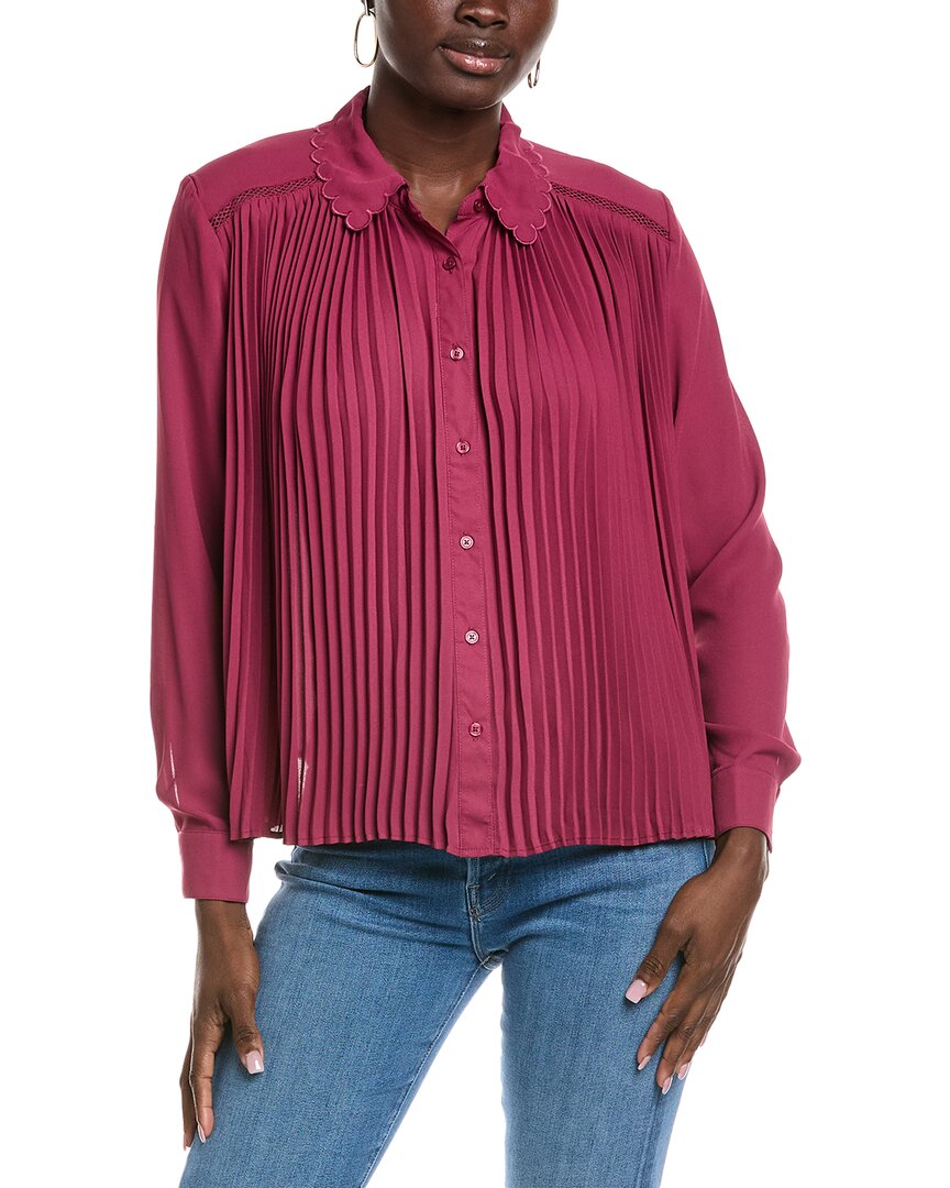 Nanette Lepore Accordion Pleated Shirt In Purple