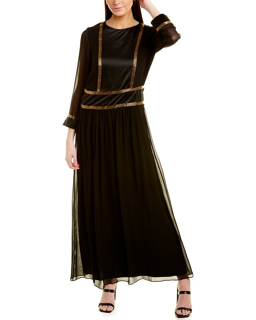 Shop Max Mara Ken Silk A-line Dress In Black