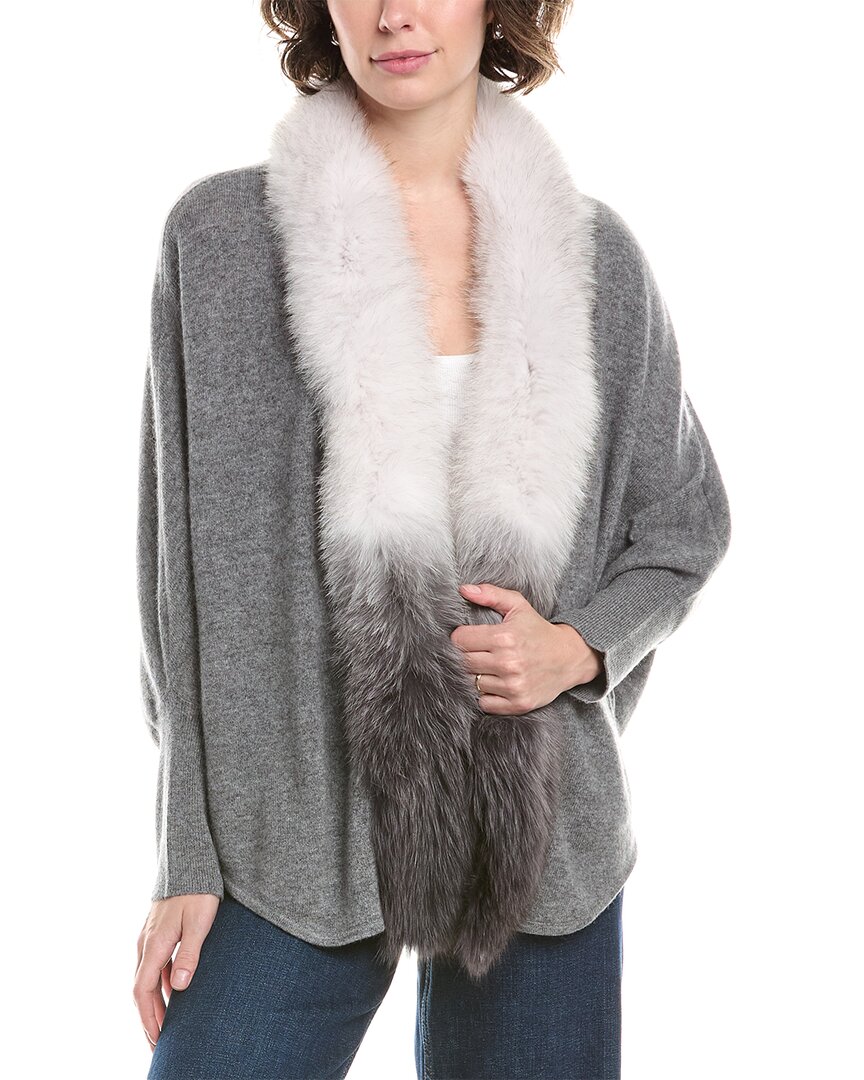 Incashmere Open Front Cashmere Poncho In Gray