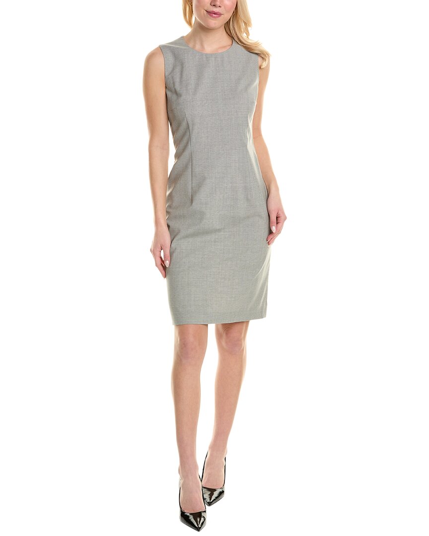 Shop Hugo Boss Dirusa Wool-blend Mini Dress In Grey