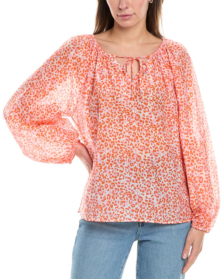 TOMMY BAHAMA TOMMY BAHAMA CHARMING CHEETAH SILK-BLEND PEASANT TOP