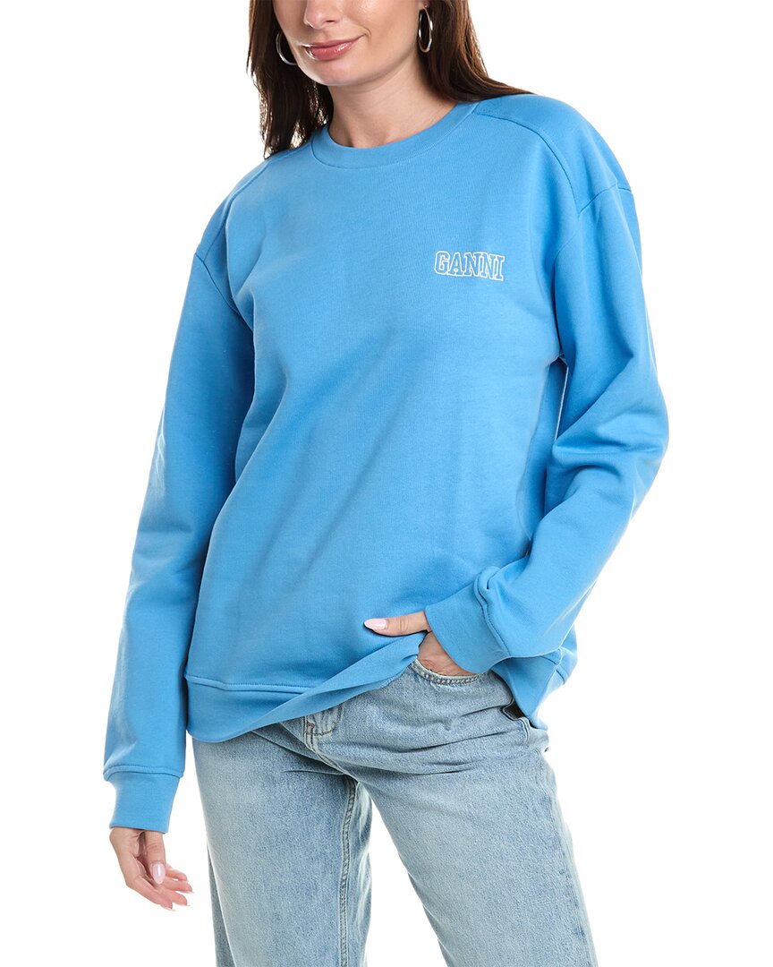 Shop Ganni Drop-shoulder Sweatshirt In Blue