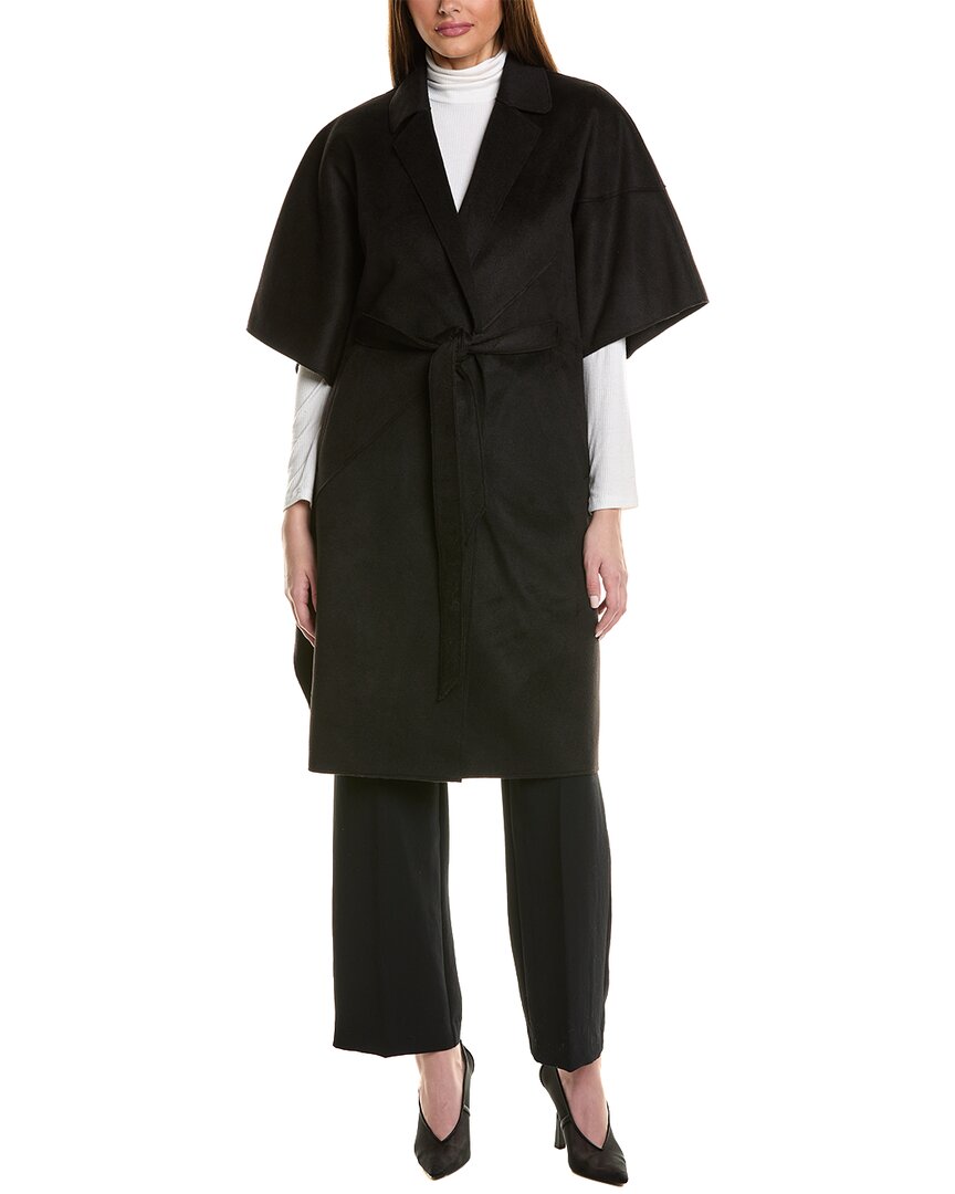 Shop Ellen Tracy Double-face Handmade Colorblocked Cape In Black