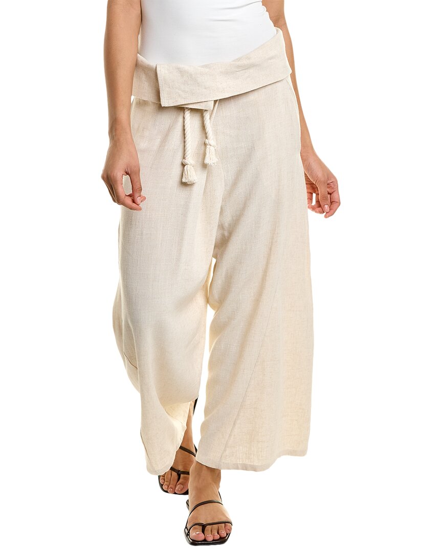 Just Bee Queen Bahia Linen-blend Pant In Brown | ModeSens