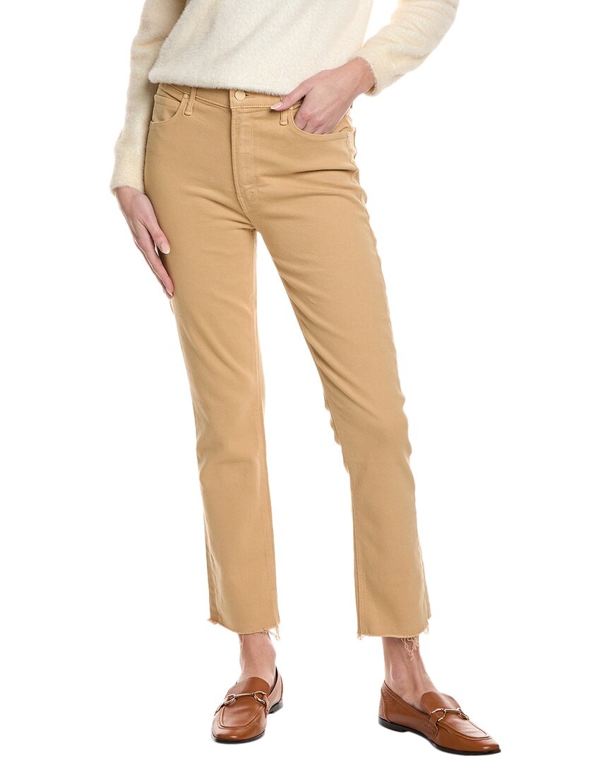 MOTHER MOTHER MID-RISE DAZZLER SAND ANKLE FRAY JEAN