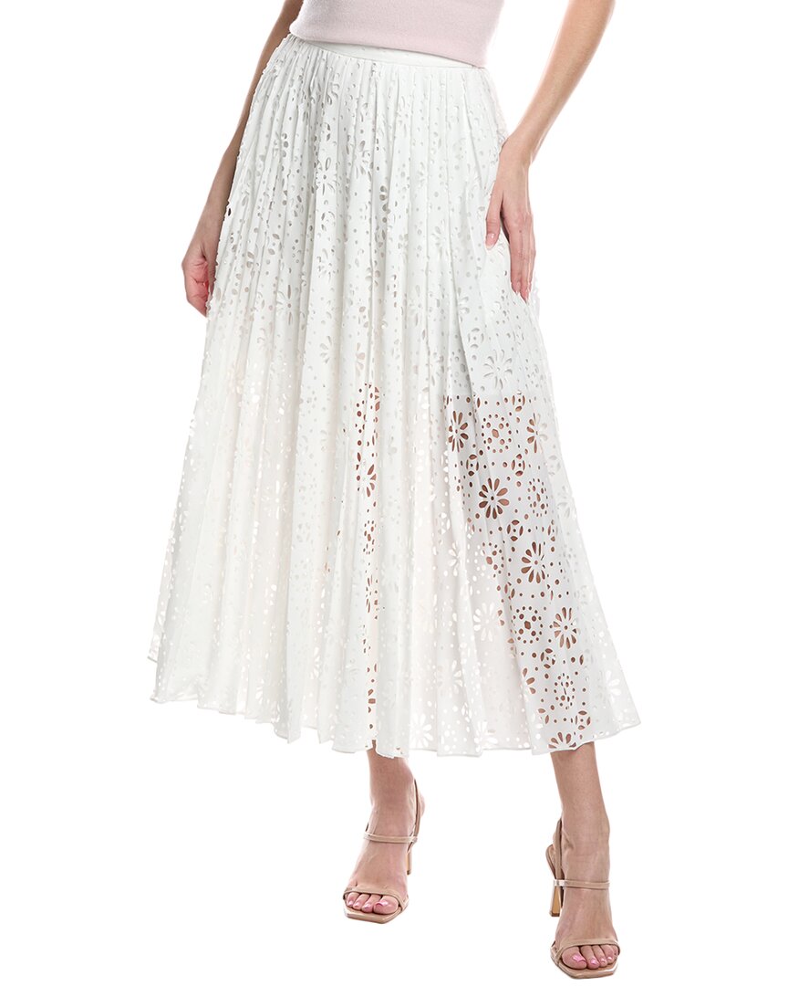 Shop Rebecca Taylor Geo Eyelet Pleated Maxi Skirt In White