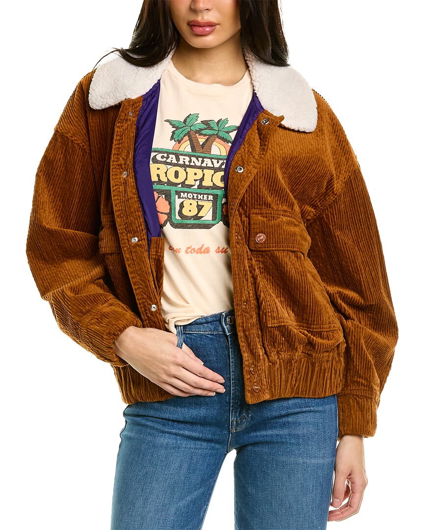 Mother The Springy Patch Bomber Jacket In Brown