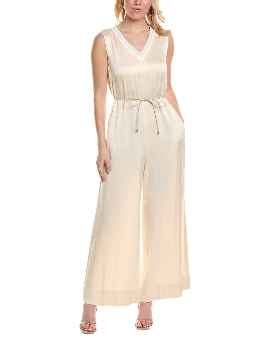 Pre-owned Peserico Hammered Satin Jumpsuit Women's In Beige
