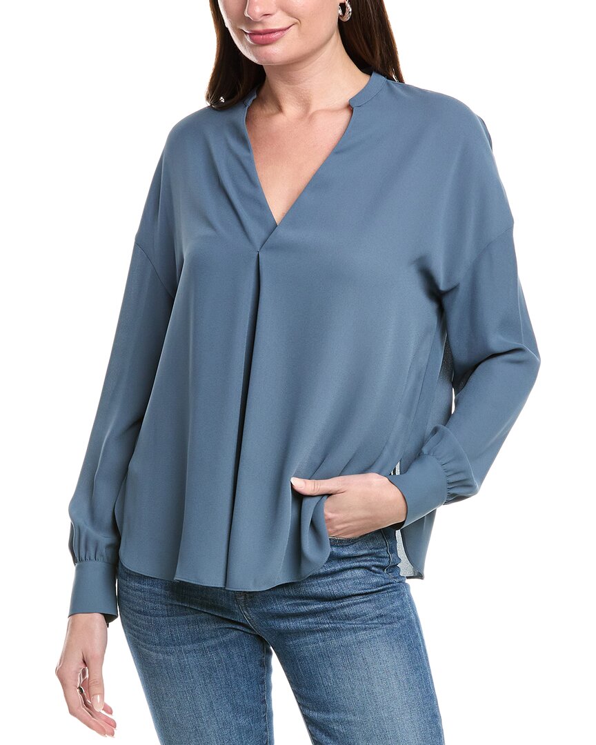 Vince Front Pleat Blouse In Blue