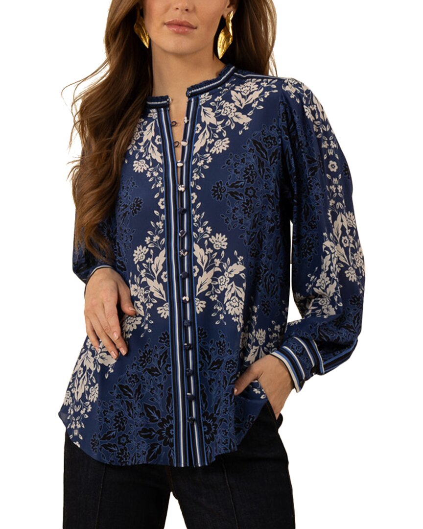 Hale Bob Mylah Silk Top In Blue