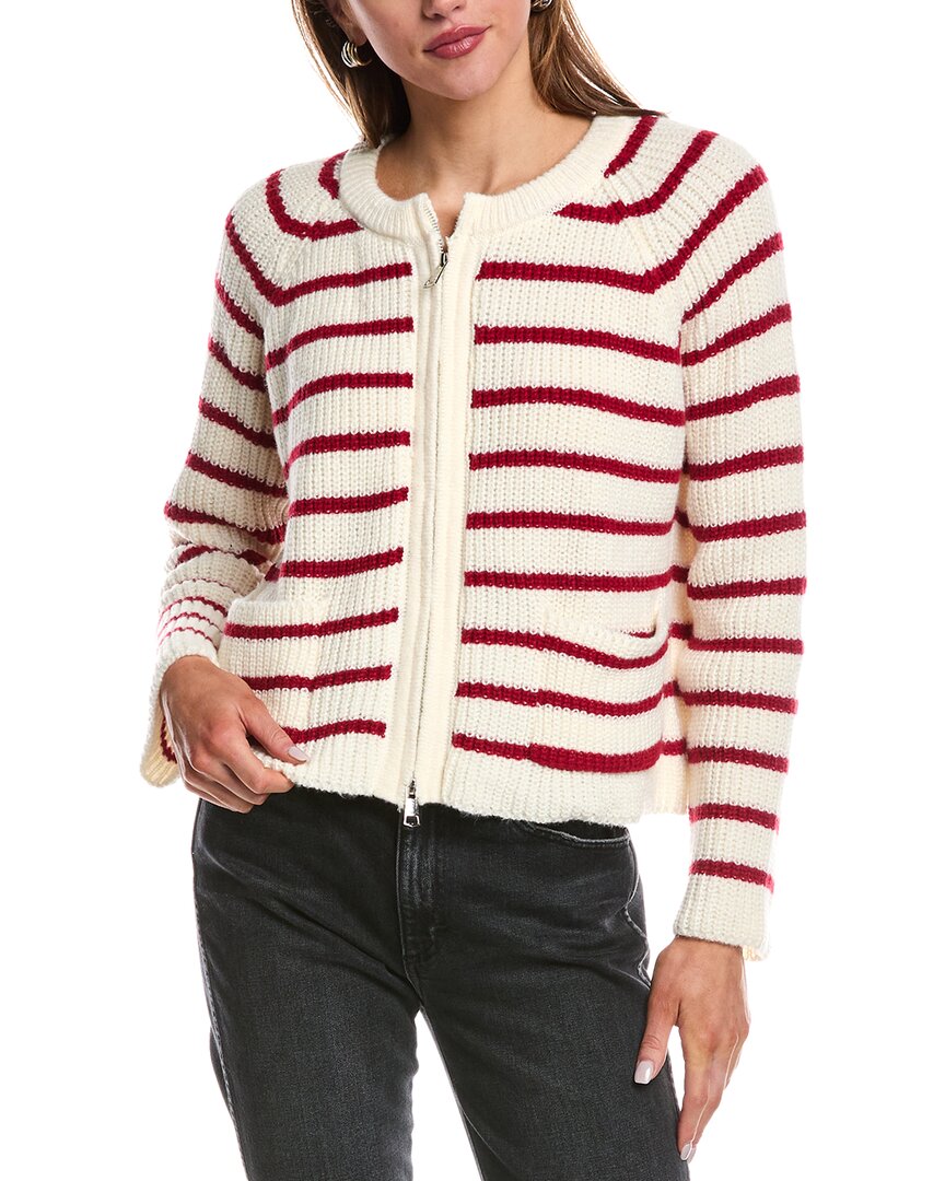 Shop Reveriee Striped Zip Cardigan