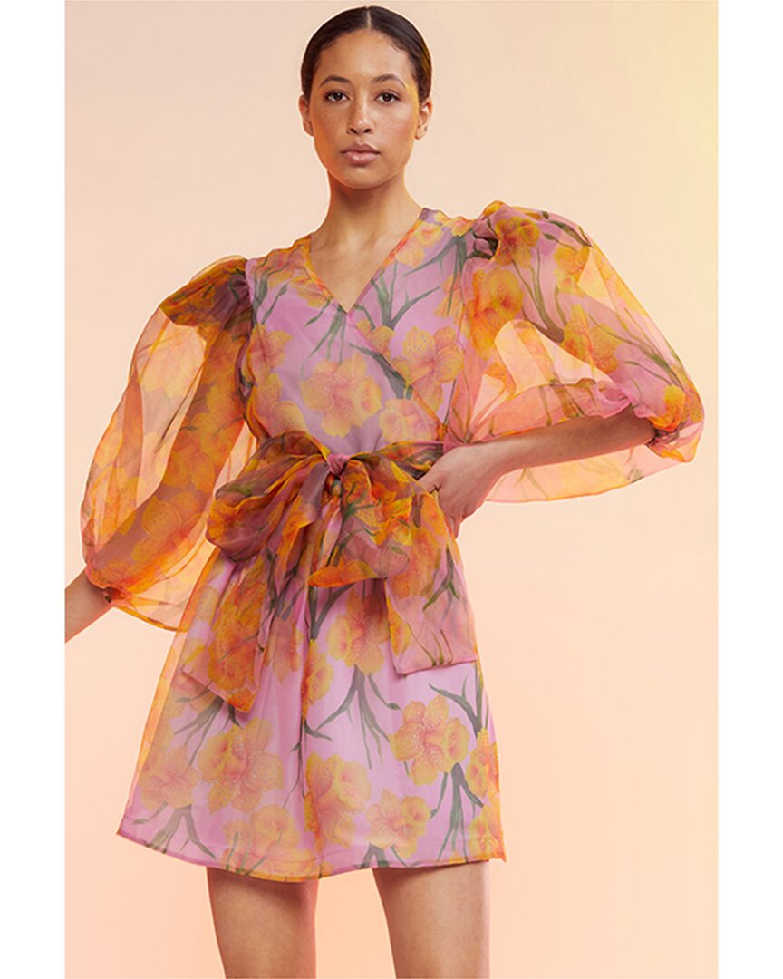 Cynthia Rowley Daffodil Organza Wrap Dress In Pink