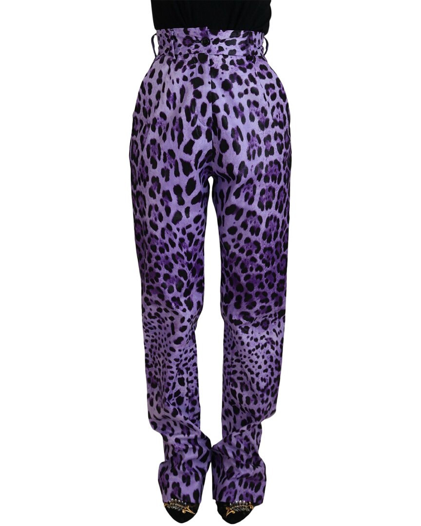 Shop Dolce & Gabbana Purple Leopard Print High Waist Wo